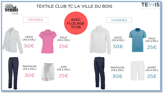 Read more about the article Vente Textiles avec Logo du Club TCVB